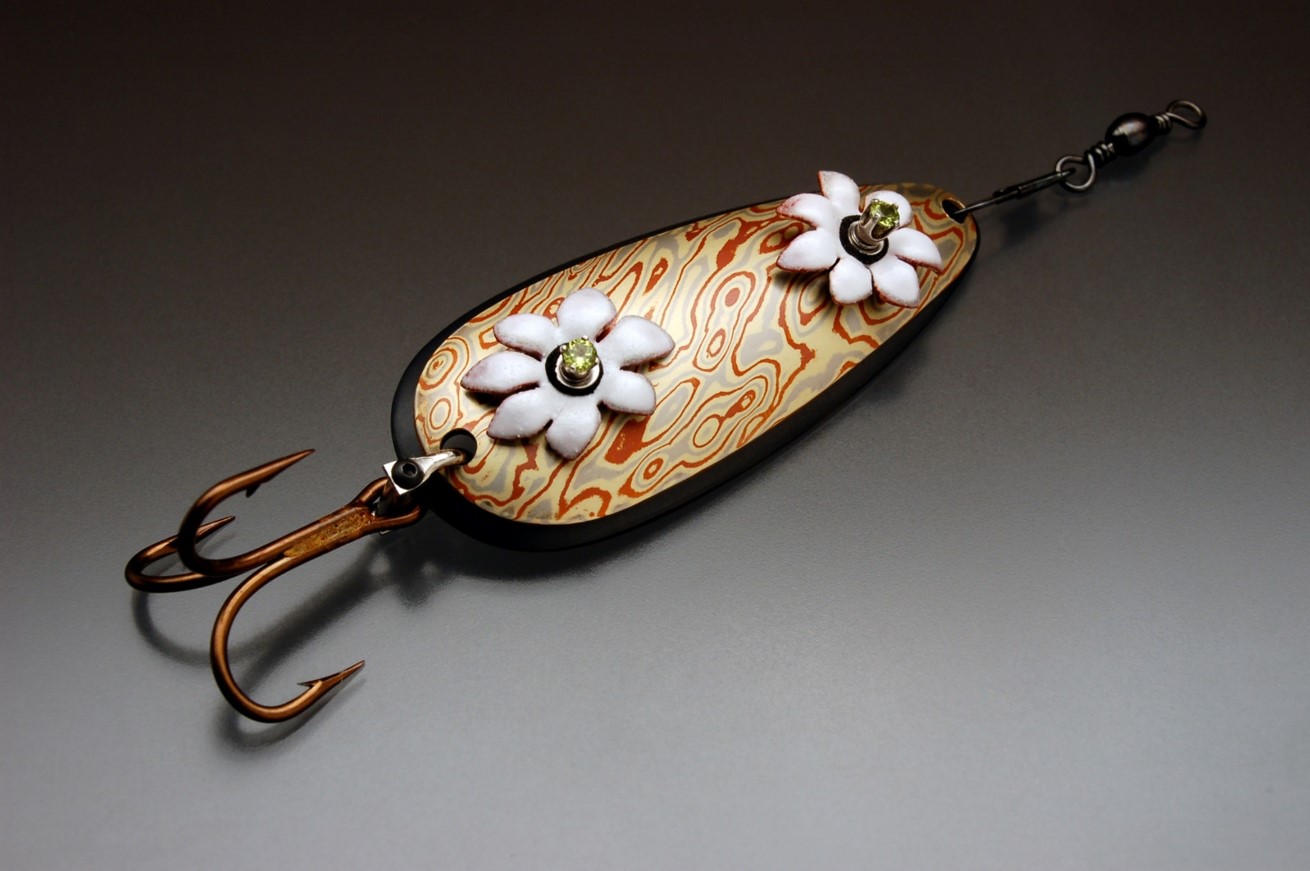 Handmade lure with white flowers